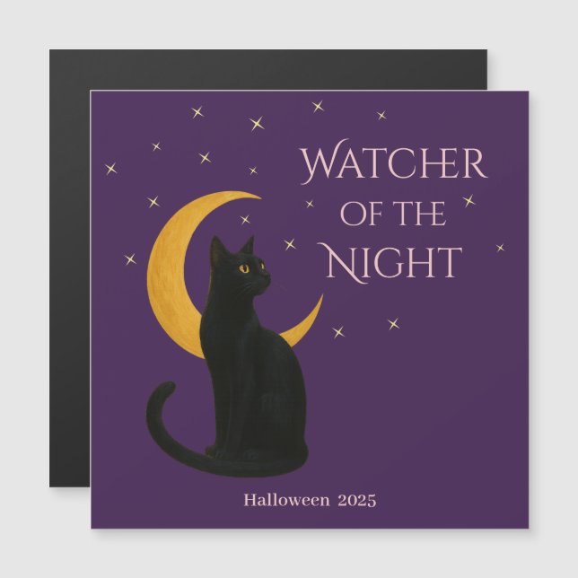 Watcher of the Night - Halloween Black Cat aimant (Devant / Derrière)