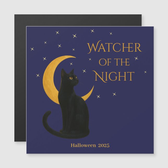 Watcher of the Night - Halloween Black Cat aimant (Devant / Derrière)