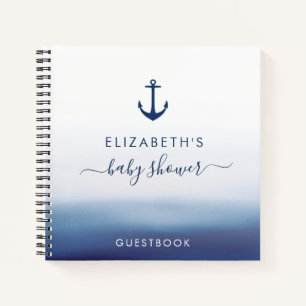 watecolor bleu ancre baby shower livre d'or