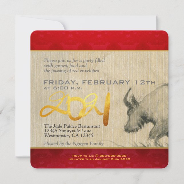 Water Buffalo Children Chinese Ox Année 2021 PSqIn (Devant)