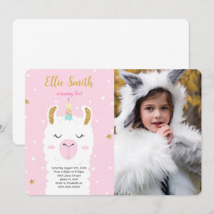 Water Color Llama Photo Invitation