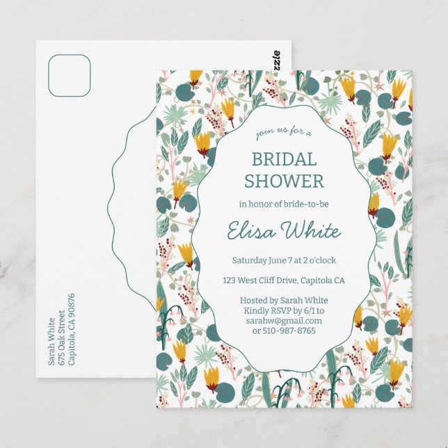 Water Garden Floral Bridal ShowerCUSTOM Invitation (Devant / Derrière)