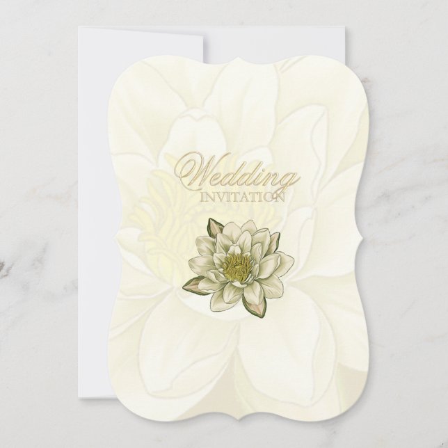 Water Lily Gold Cream Faire-part de mariage (Devant)