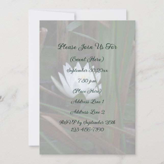 Water Lily Lotus Blossom Floral Invitation (Devant)