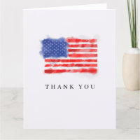 Watercolor American Flag Merci Cartes