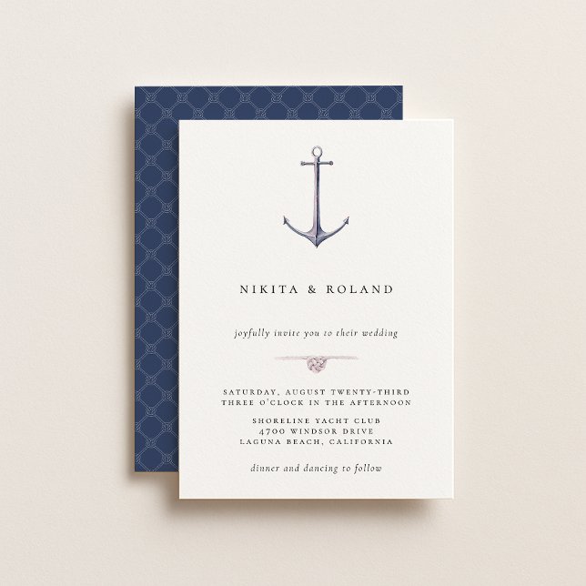 Watercolor Anchor Nautical Wedding Invitation (Créateur téléchargé)