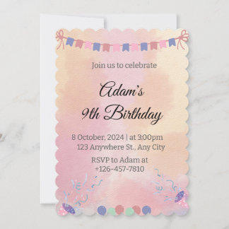 Watercolor Anniversaire Invitation - Carte de fête