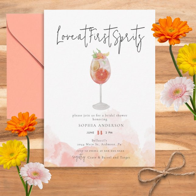 Watercolor Aperol Spritz Invitation de la douche n (Créateur téléchargé)