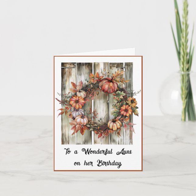 Watercolor Autumn Wreath Carte d'anniversaire pour (Devant)