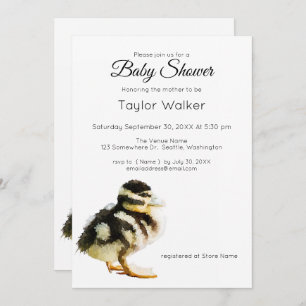Watercolor Baby Duck Baby shower Invitation