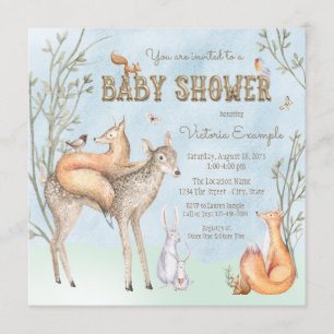 Watercolor Baby shower Woodland Invitation