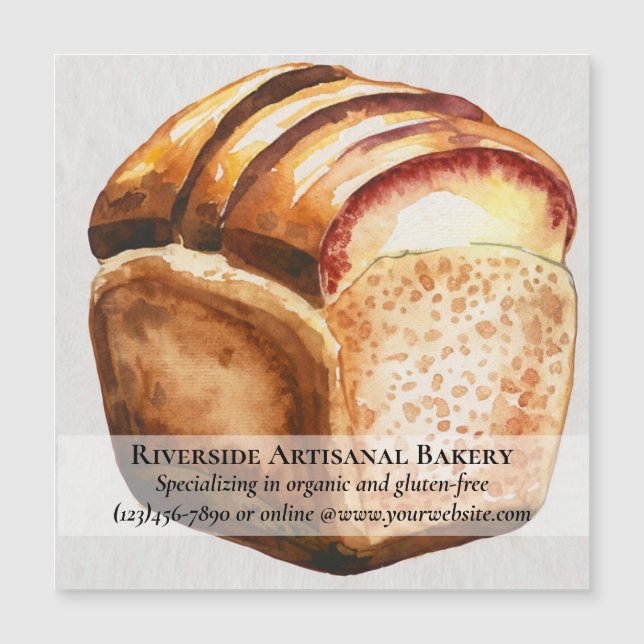 Watercolor Bakery Business Magnetic Card (Devant)