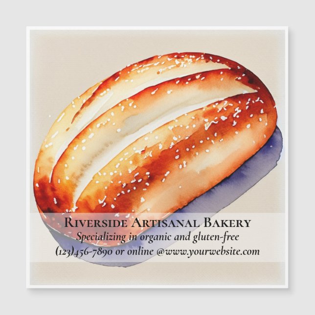 Watercolor Bakery Business Magnetic Card (Devant)