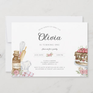 Watercolor Baking Anniversaire Fête Invitation