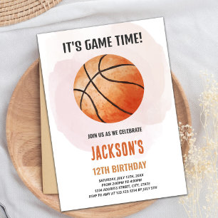 Watercolor Basketball Anniversaire Invitations