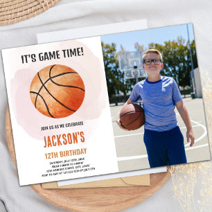 Watercolor Basketball Anniversaire Invitations ave