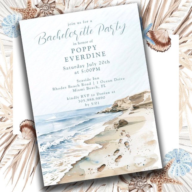 Watercolor Beach Bachelorette Party Invitation (Créateur téléchargé)