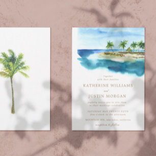watercolor beach destination wedding invitation