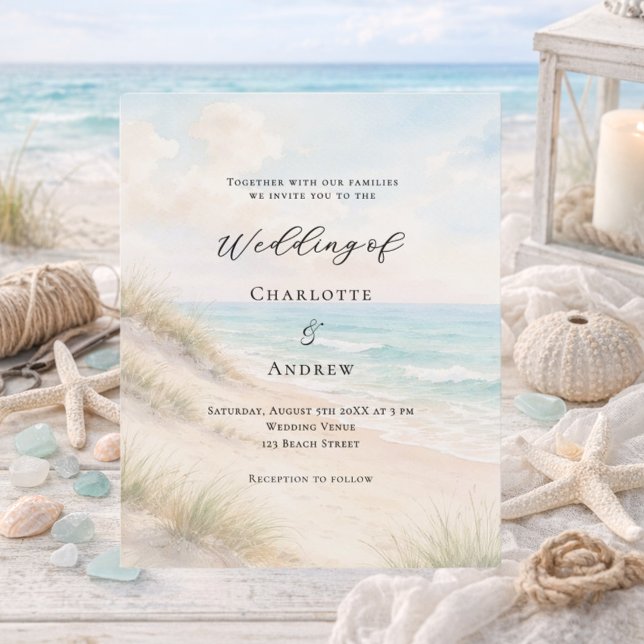 Watercolor beach sand dunes wedding invitation (Créateur téléchargé)