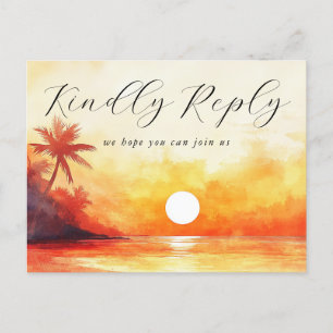Watercolor Beach Sunset Song Demande RSVP Carte po