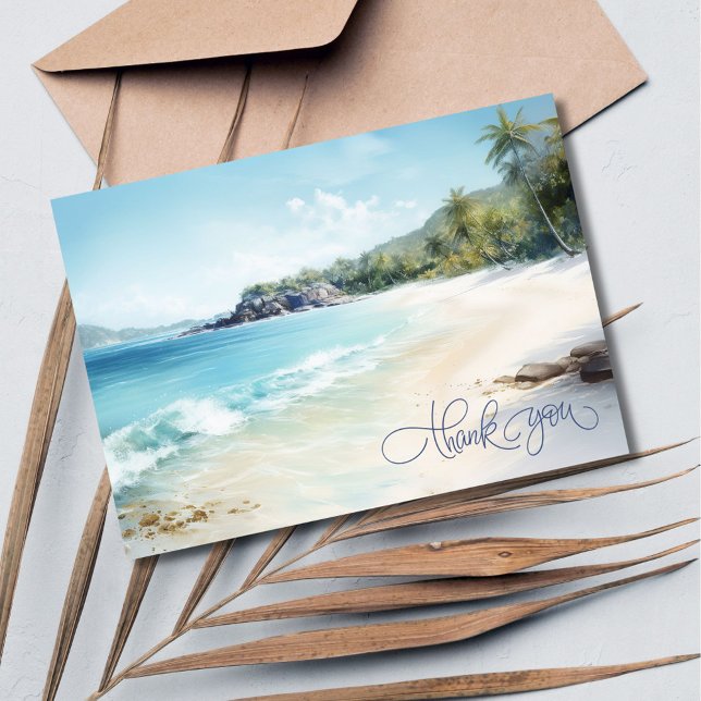 Watercolor Beach Wedding Carte de remerciements (Watercolor Beach Wedding Thank You card)