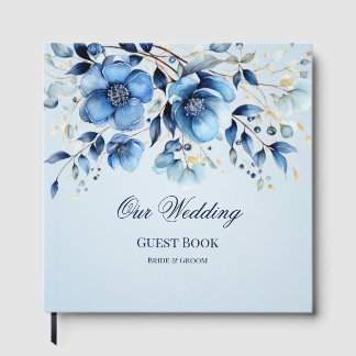 Watercolor Blue Flowers Livre d'or