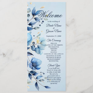 Watercolor Blue Flowers Programme de mariage