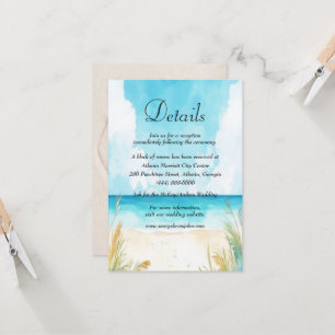 Watercolor Blue Ocean Beach Détails du mariage Car