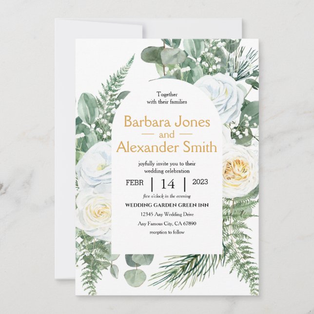 Watercolor Boho Bouquet Invitation (Devant)