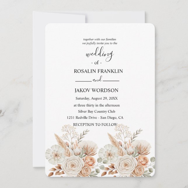 watercolor boho wedding Invitation (Devant)