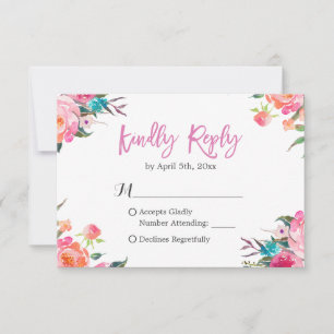 Watercolor Botanical Floral Wedding Réponse RSVP