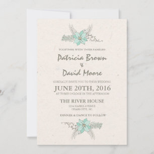 Watercolor Bouquet Faire-part de mariage Turquoise