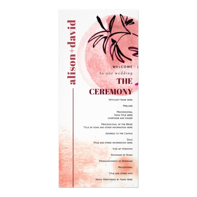 Watercolor branche et lune programme de mariage ja (Devant)