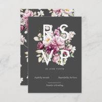 watercolor burgundy peonys carte rsvp