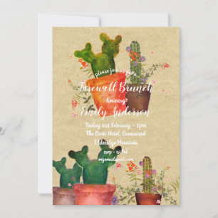 Watercolor CACTI Farewell Party Invitations rustiq
