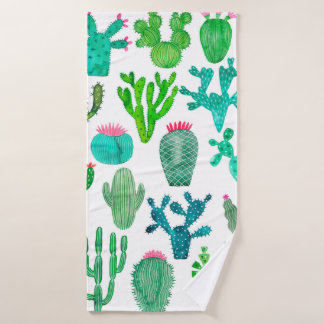 Watercolor cactus plant set, cacti flower illustra