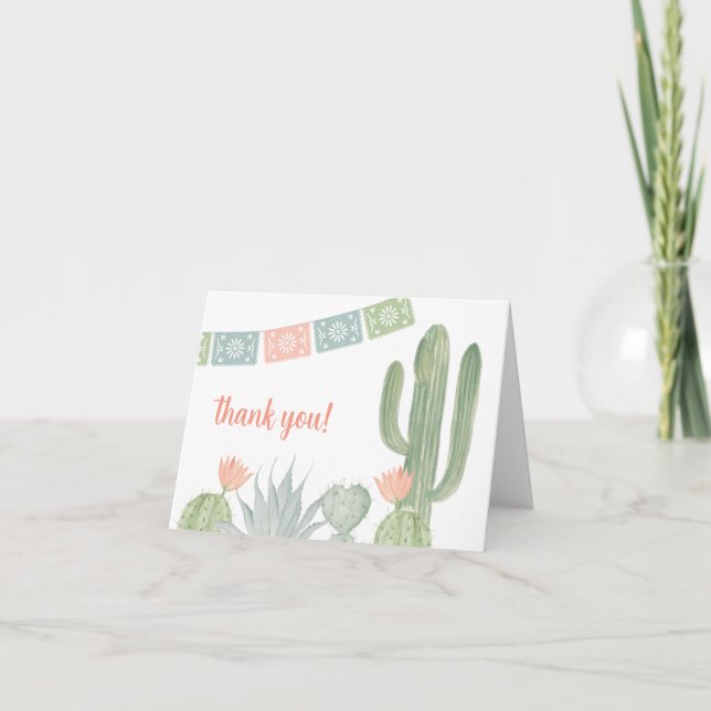 Watercolor Cactus Thank You Note Cartes (Devant)