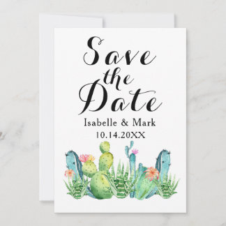 Watercolor Cactus Wedding Enregistrer La Carte Dat