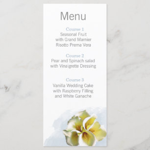 watercolor calla lys Floral menu Mariage