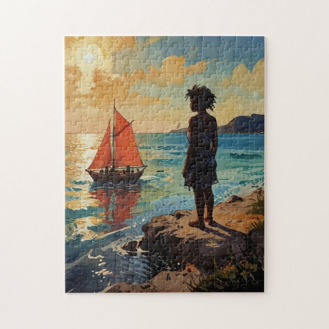 Watercolor Caribbean Beach Puzzle Tropical (Vertical)