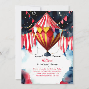 Watercolor Carnaval Circus 1er Invitation annivers