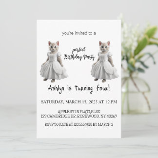 Watercolor Cat Purr-fect Anniversaire Invitation d