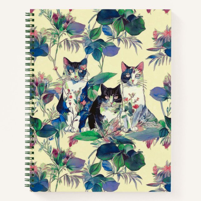 Watercolor Cats in a Garden Journal (Devant)