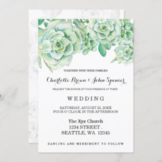 watercolor celadon succulentes invitations de mari