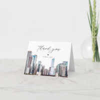 Watercolor Chicago Skyline Carte de remerciements
