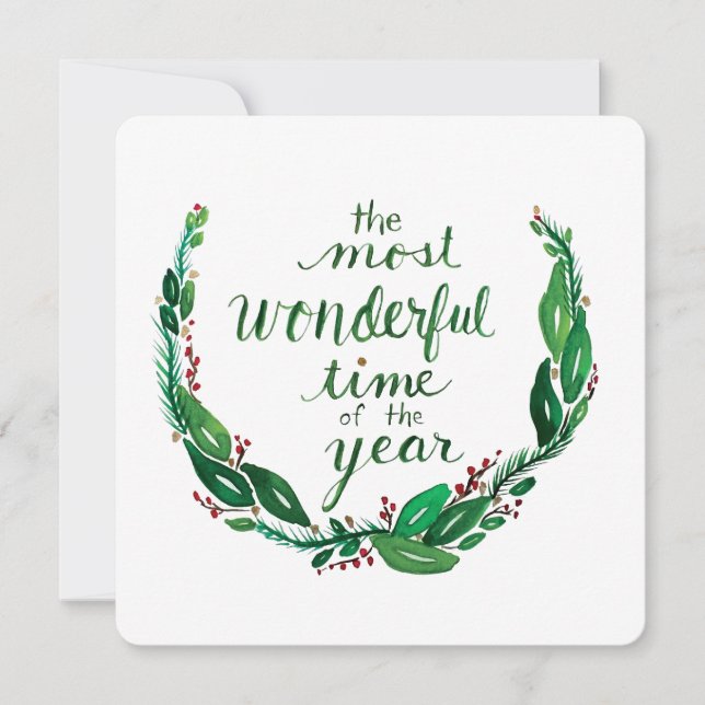 Watercolor Christmas Card - Square (Devant)