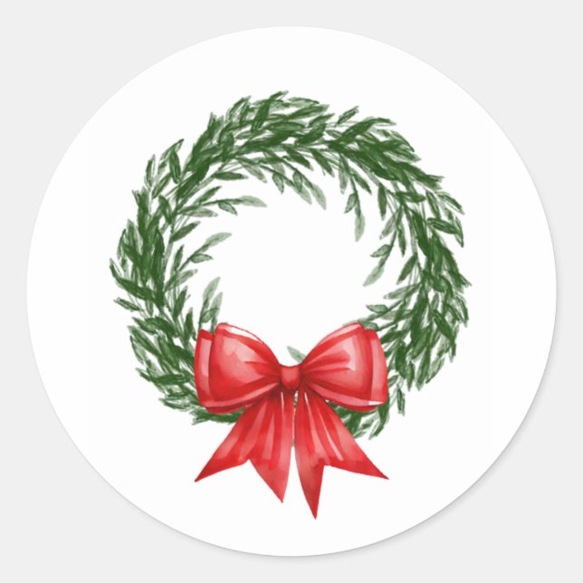 Watercolor Christmas Wreath Stickers (Devant)
