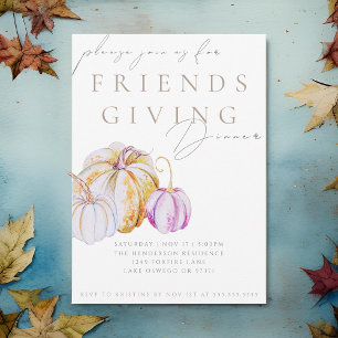 Watercolor Citrouille Friendsgiving Diner Invitati