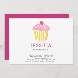 Watercolor Cupcake Invitation d'anniversaire
