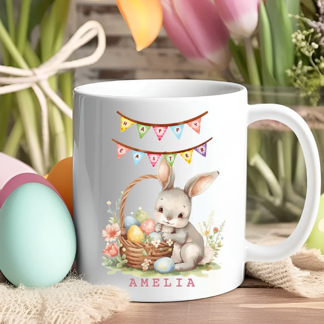 Watercolor Custom Name Easter Bunny Mug For Kids (Créateur téléchargé)